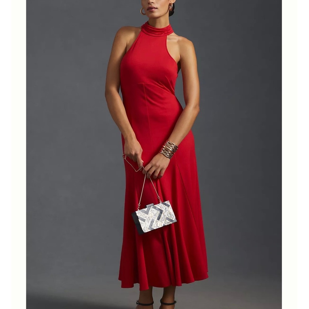 Anthropologie Crimson Halter Midi Dress